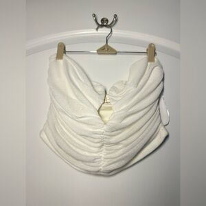 Anthropologie Ruched Wires Strapless Tube Top White size extra large